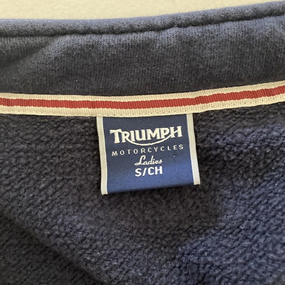 Triumph Motorcycles UK Full Zip Ladies SMALL Blue Fleece Logo Track Jacket - Picture 4 of 12